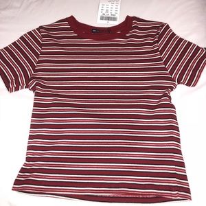 Brandy Melville red, white and black striped top